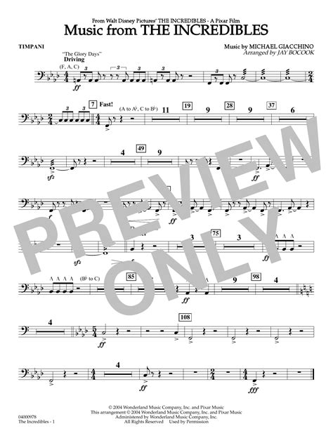 Music From The Incredibles Arr Jay Bocook Timpani By Michael Giacchino Sheet Music For