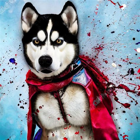 Siberian Husky Dressed Up In Silly Costumes Like A Superhero Or A