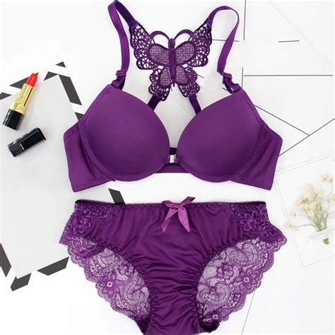 Buy Gumprun Sexy Women Lace Bra Set Charming Front Closure Beautiful Back Push