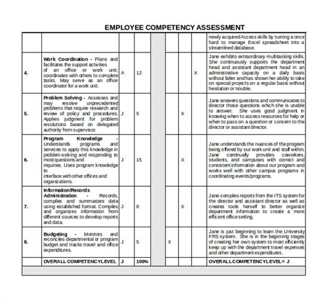 7 Competency Assessment Templates Sample Templates