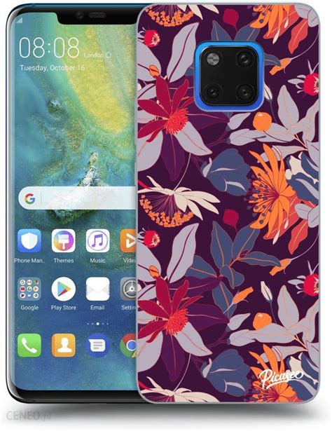 Picasee Silikonowe Czarne Etui Na Huawei Mate Pro Purple Leaf Etui