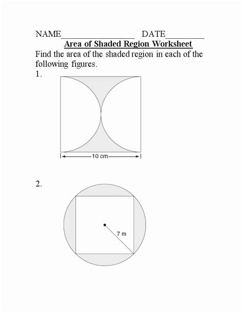 50 Area Of Shaded Region Worksheet