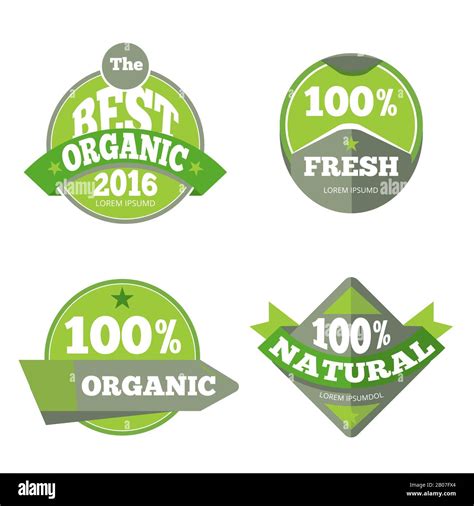 Green Organic Natural Labels Set Natural And Bio Tag Vector