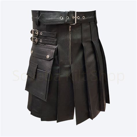 Leather Kilt For Men Scottish Wear Cosplay Leather Kilt