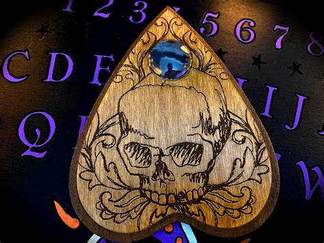 Engraved Wooden Planchette For Ouija Board Skull Etsy