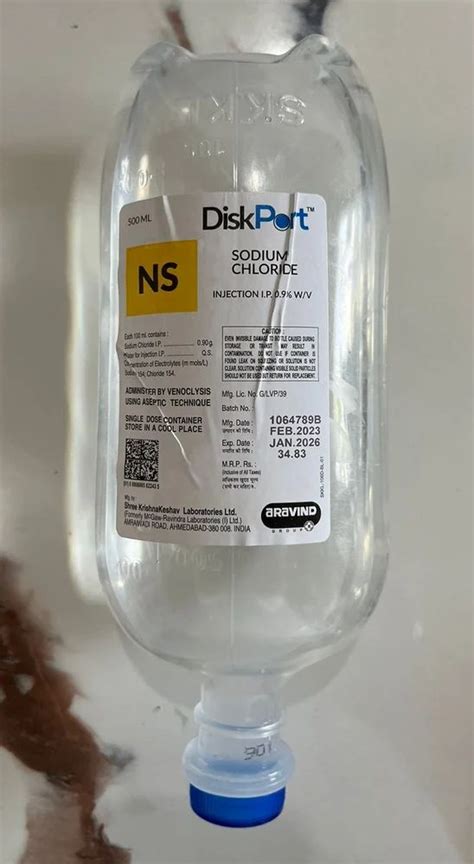 Isotonic Diskport Sodium Chloride Infusion Packaging Type Bottle