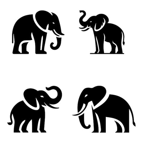 Premium Vector Black Amp White Elephants Elephant Silhouettes Vector Design