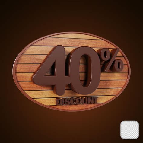 Premium Psd Wooden Discount 40 Percent Off 3d Illustration