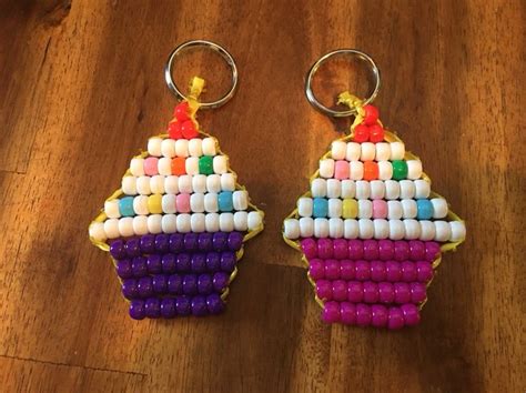 Pony Bead Cupcake Key Chains