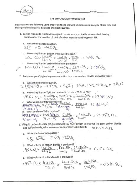 Stoichiometry Worksheet I Answer Key Pdf Honors Chemistry