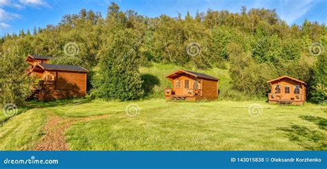 Wooden Cottages in Hallormsstadaskogur National Forest in Eastern ...