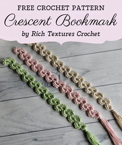 Free Crochet Pattern Crescent Bookmark Free Crochet Patterns