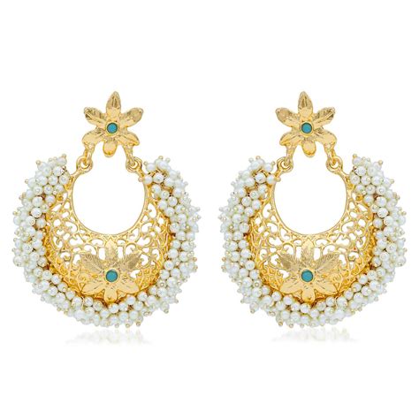 Buy Sukkhi Floral Gold Plated Pearl Chandbali Earring For Women