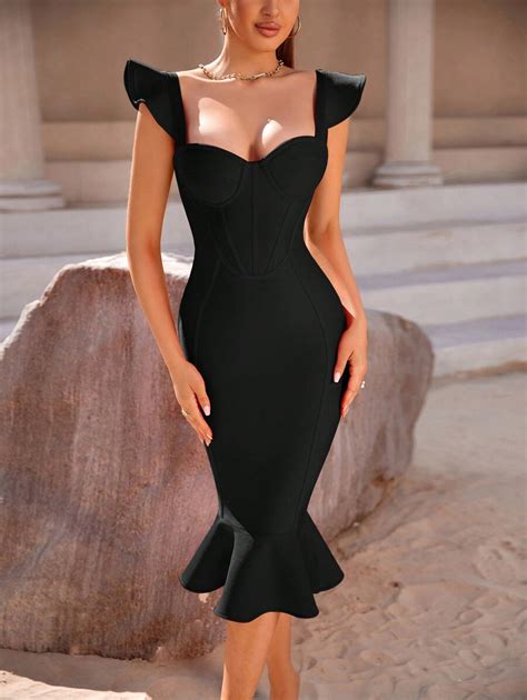 Adyce Strapless Sexy High Waisted Mermaid Hem Bandage Dress For Wedding