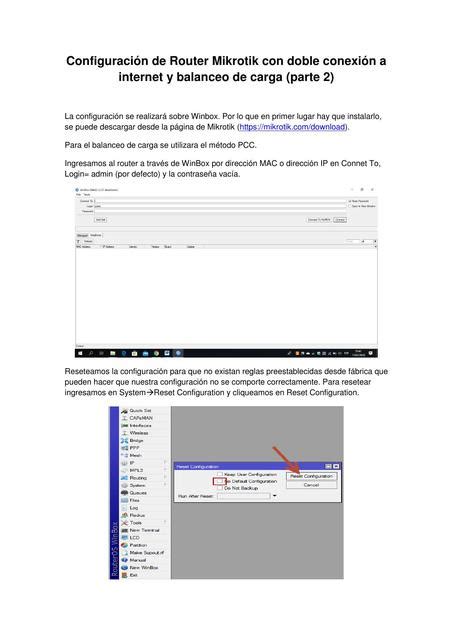 Configuración de Router Mikrotik con doble conexión a internet y