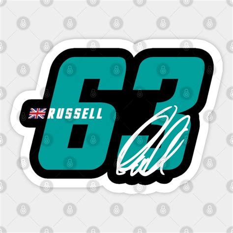 George Russell Signature Number Russell Sticker Teepublic