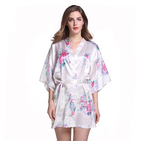 2019 New Style Ladies Sexy Satin Robe Dress Gown Women Elegant Print