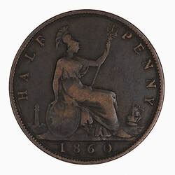 Coin Halfpenny Queen Victoria Great Britain 1860