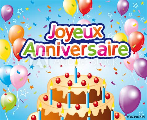 JOYEUX ANNIVERSAIRE GATEAU BALLON BOUGIE