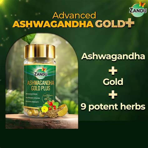 Buy ZANDU ASHWAGANDHA GOLD PLUS REDUCES STRESS INCREASES STAMINA