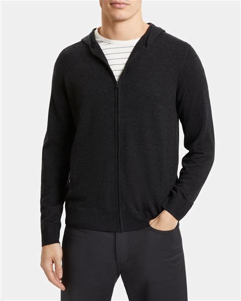 Merino Wool Zip Hoodie Theory Outlet