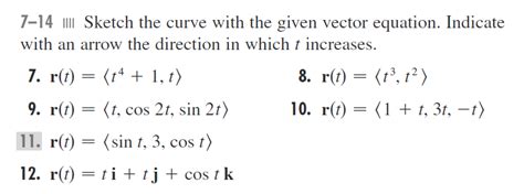 Solved 7 14 Sketch The Curve With The Given Vector