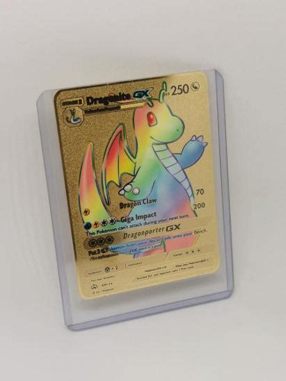 Pokémon Dragonite Rainbow Gx KovovÁ ZlatÁ Karta Aukro