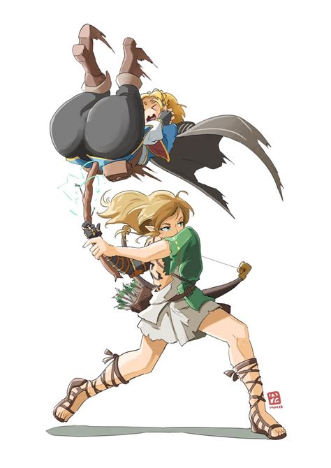 Link And Princess Zelda The Legend Of Zelda And 1 More Drawn By