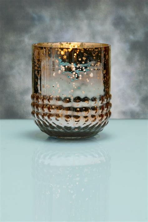 6 Array Gold Votive Holders Mercury Glass