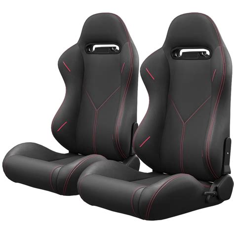 Ronshin 2pcs Universal Racing Bucket Seats Pvc Leather Adjustable Seats