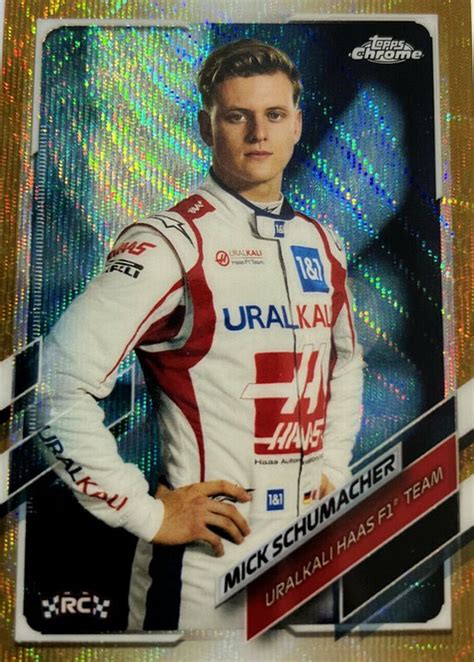 Mick Schumacher Topps Chrome Formula Gold Wave Refractor