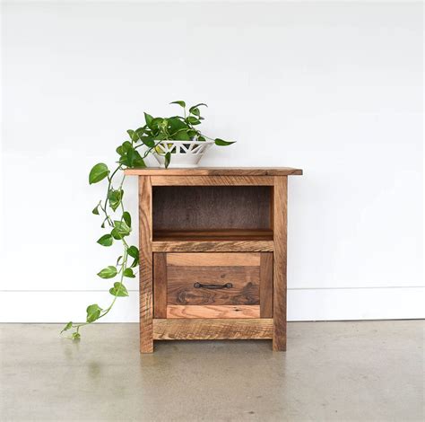 Rustic Bedside Table Reclaimed Wood Nightstand Handmade Etsy