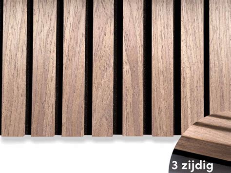 Adeqo Akupanel Akoestisch Wandpaneel Walnoot Hout 300 X 60cm 3