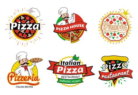 Pizza Pizzeria Logo Or Icon Labels For Menu Vector Image