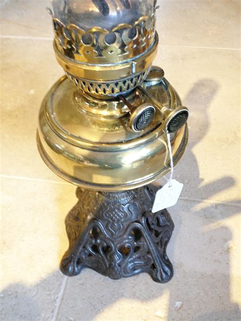 Antique Cast Iron Brass Oil Lamp