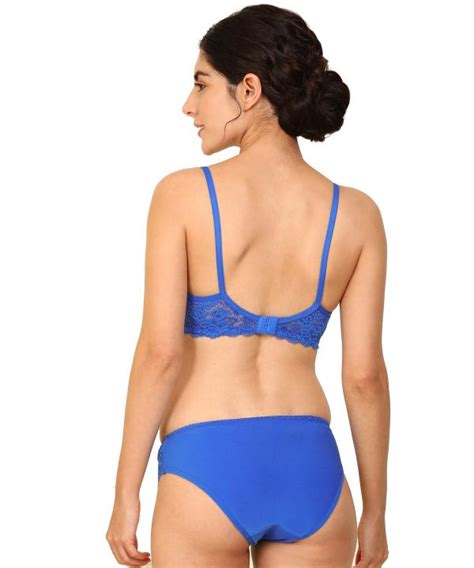 In Curve Women Cotton Bra Panty Set For Lingerie Set Pack Of 3 Color Maroon Blue Red