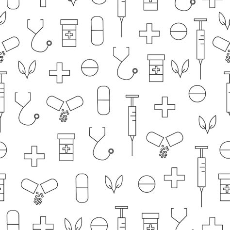 Premium Vector Medical Outline Seamless Pattern With Pill Syringe And