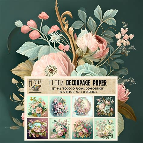 Decoupage Paper Pack Sheets X Rococo Floral Composition