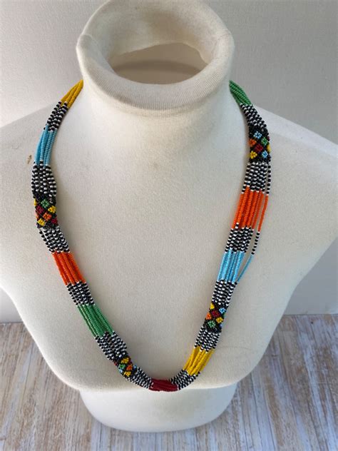 African Zulu Beaded Necklace Zulu Bead Necklace Multicolor African