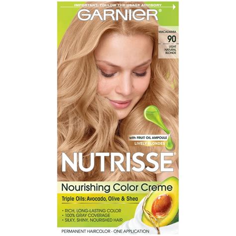 Garnier Nutrisse Nourishing Hair Color Creme, 90 Light Natural Blonde ...