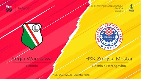 Legia Varsóvia x HSK Zrinjski Mostar 09 11 2023 na Liga da Conferência