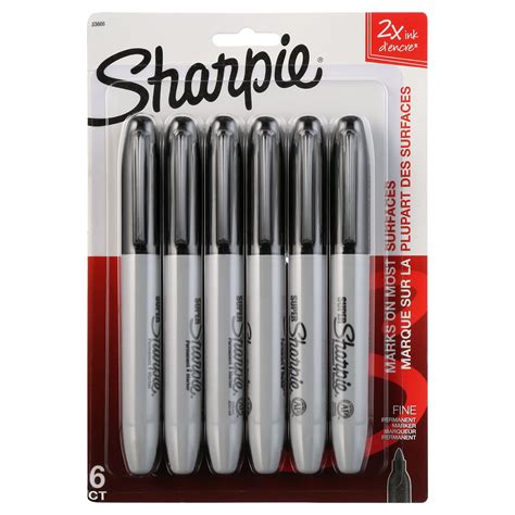 Sharpie Super Permanent Markers Fine Point Black Big Pack 6 Count