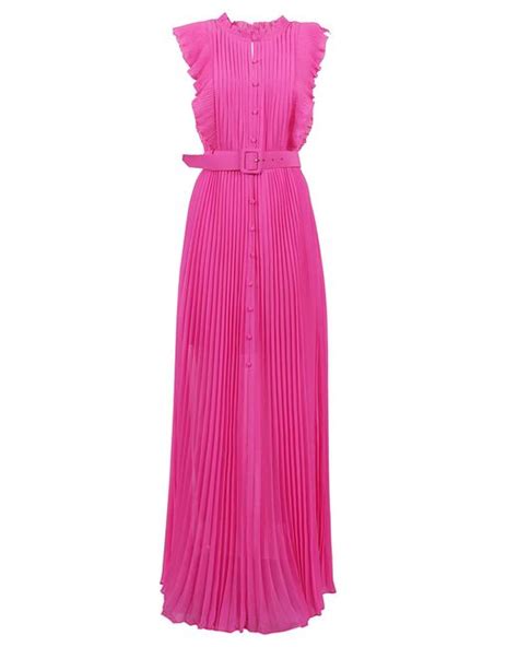 Self Portrait Pink Chiffon Sleeveless Ruffle Maxi Dress Lyst