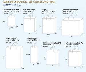 Paper Bag Size Chart NAR Media Kit