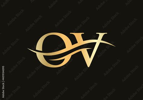 Initial Gold Ov Letter Logo Design Ov Logo Design With Creative And