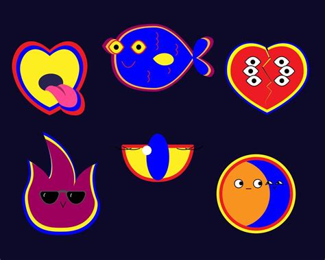 set  cool stickers  vector art  vecteezy
