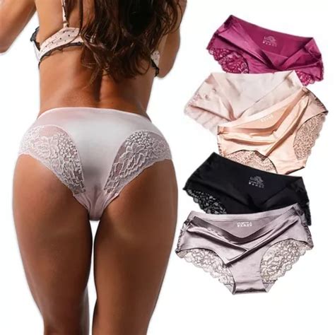 Pack Calzones Invisible Mujer De Seda De Hielo Encaje Sexy Cuotas