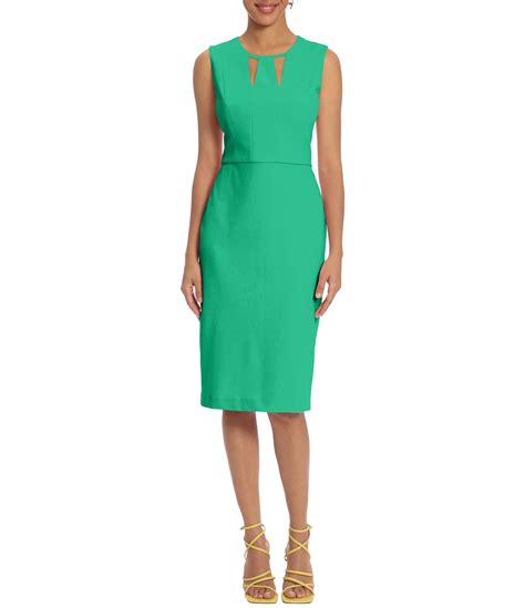 Donna Morgan Cut Out Crew Neck Sleeveless Stretch Crepe Sheath Dress Dillards