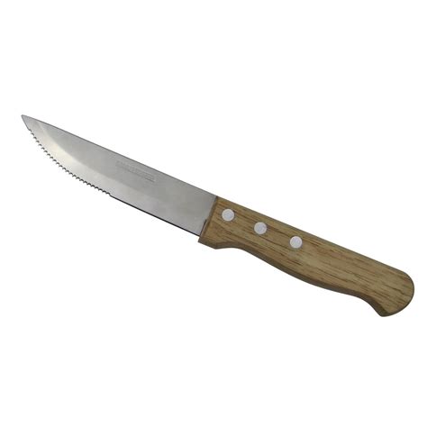 5 Inch Rubber Wood Handle Steak Knife With Serrated Blade China Steak