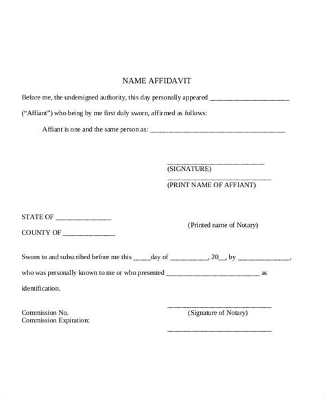 Affidavit Template Free Free Printable Templates